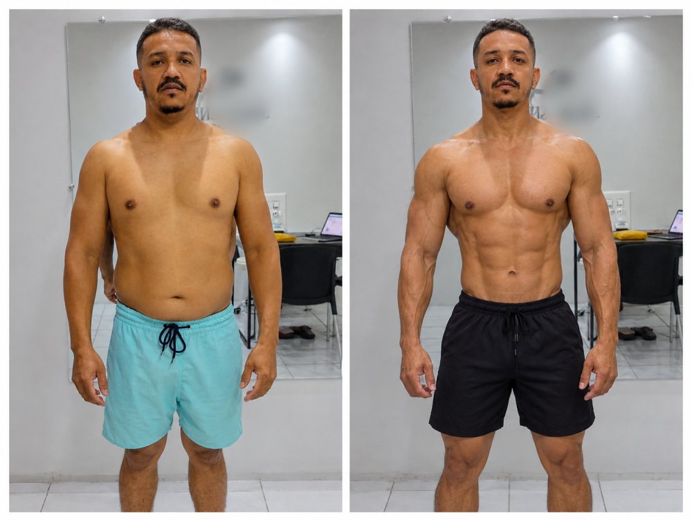 Comparativo de evolução física frontal